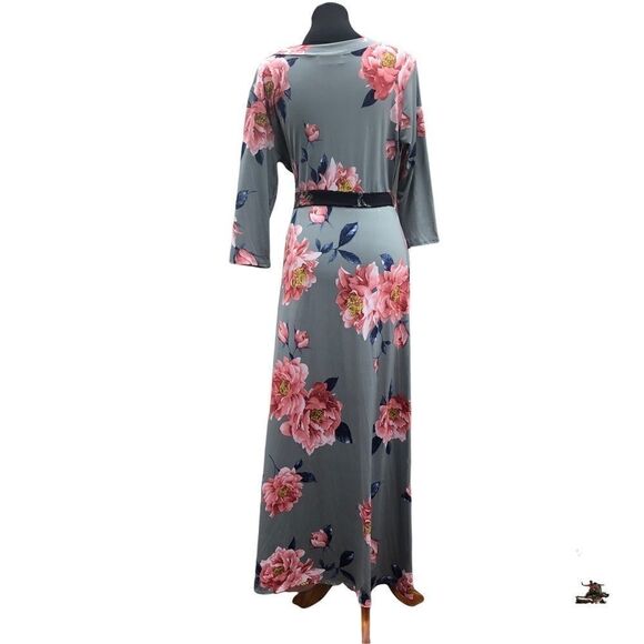 Size 14/16 Jeanette Plus Front Wrap Flattering Long Floral Dress! - Picture 6 of 8